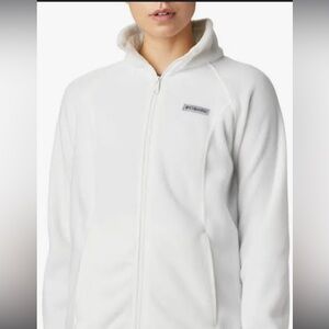 NWT Columbia Full Zip White Fleece Jacket w/ Drawstring Waiat